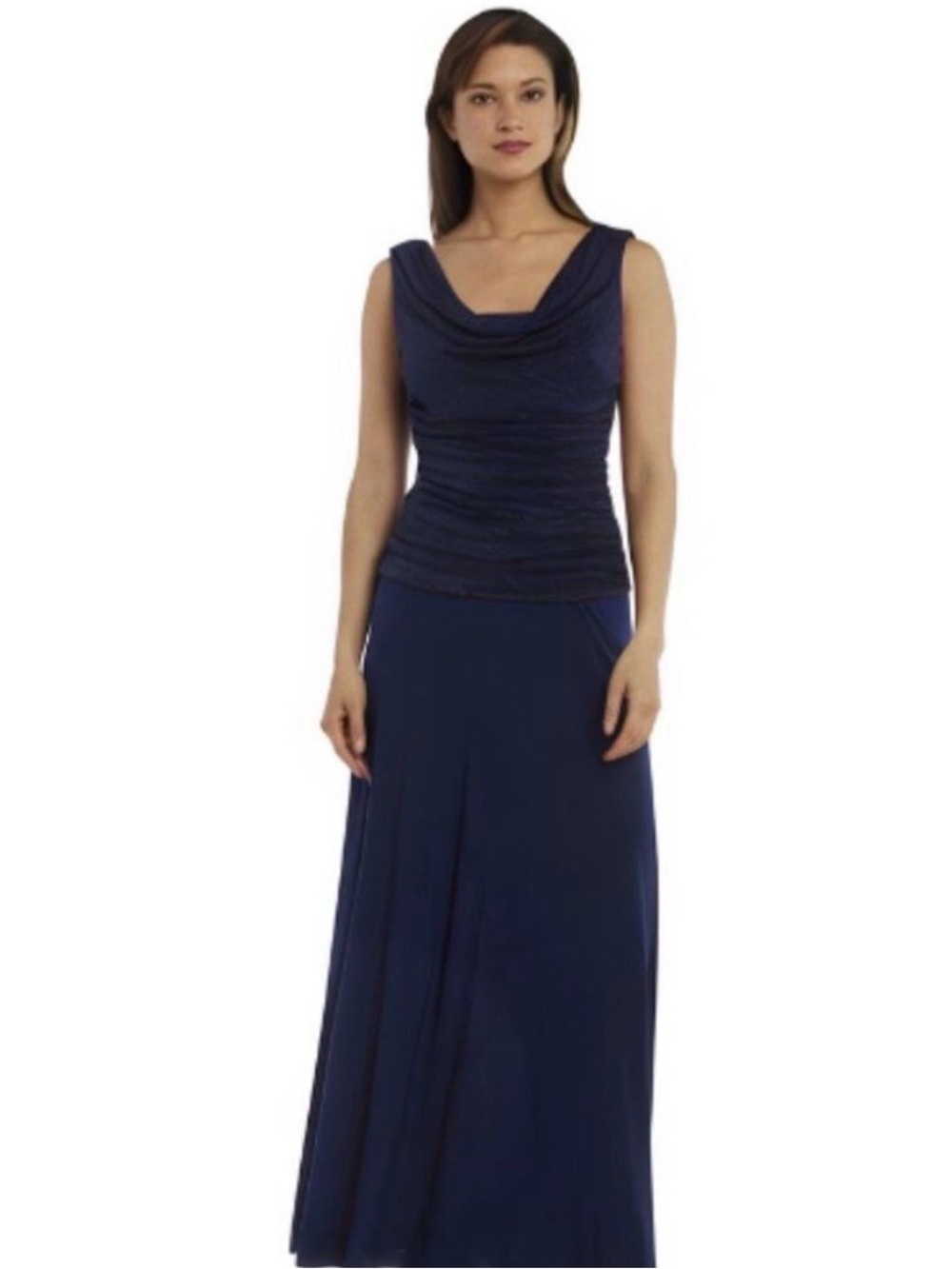 Nightway Navy Blue Ruched Formal Gown Mother of the Bride Size 8